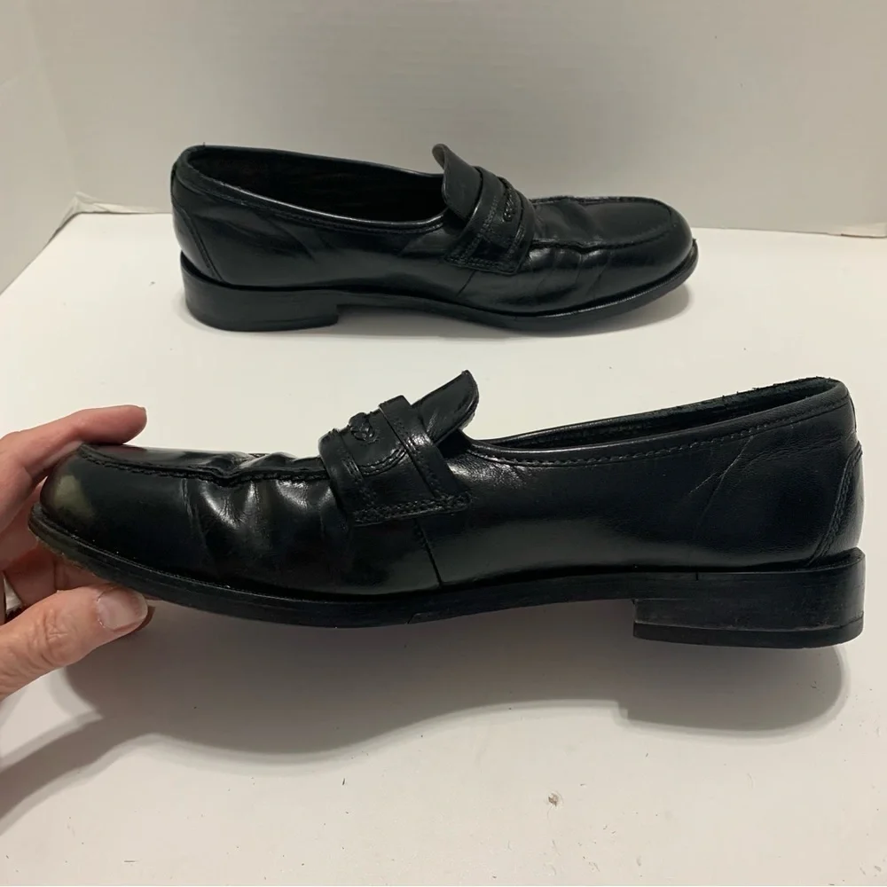 Nunn Bush Men’s Black Leather Braided Slip-On Loafers